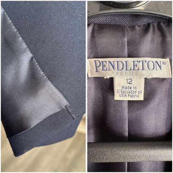 Pendleton Petite 12 Virgin Wool Blazer Navy - Picture 2 of 5